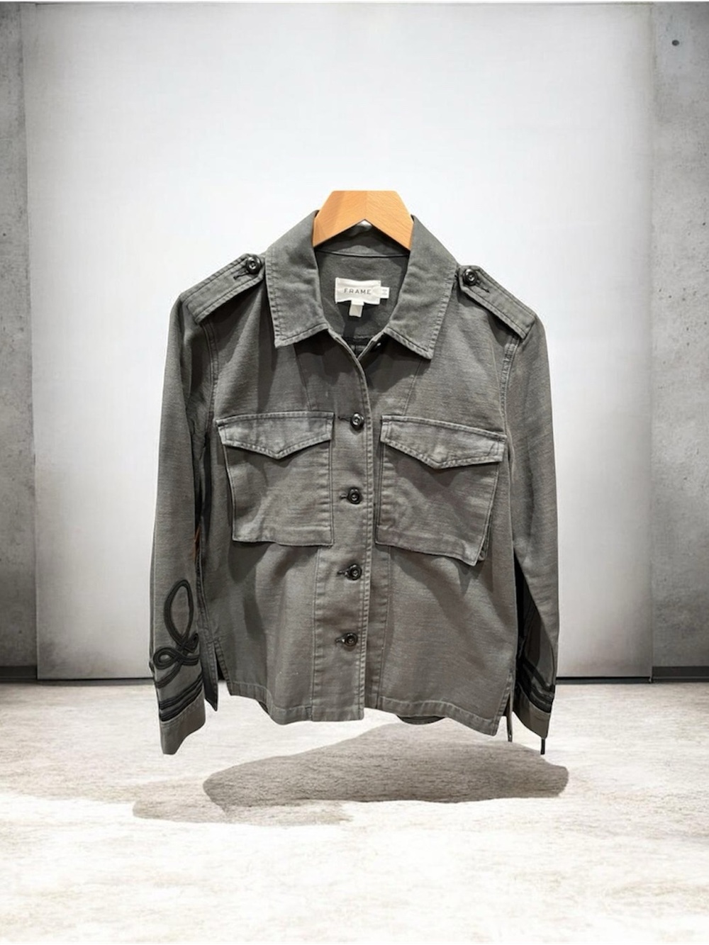 Frame Denim Charcoal Utility Military Jacket Size Small